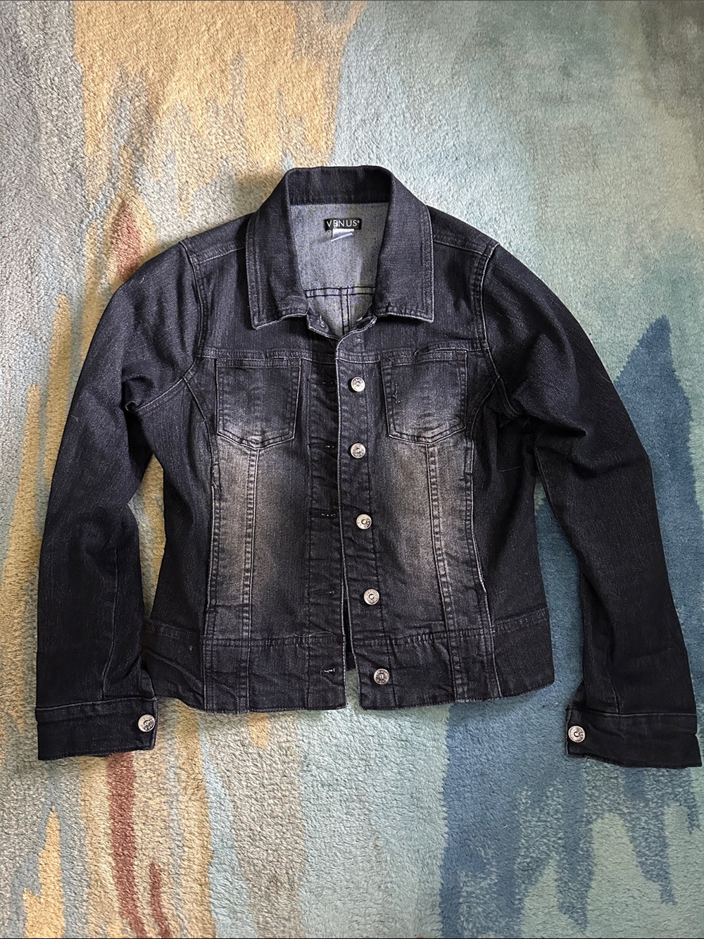 VENUS Black Washed Denim Jacket